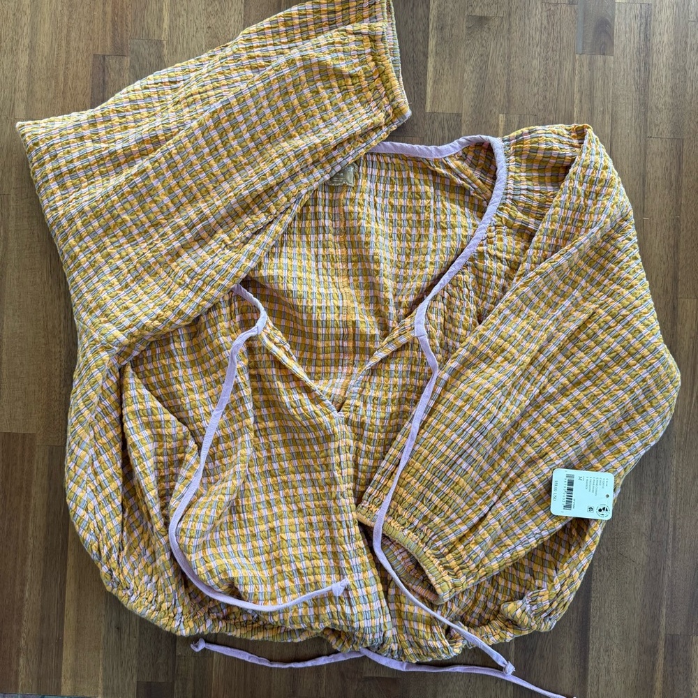 Free People Clara Plaid Top - NWT! - Picture 6 of 7